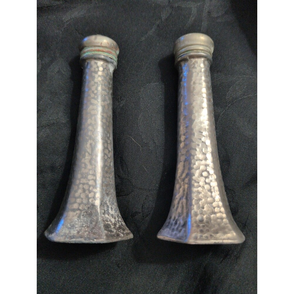 Vintage Presto CCC 63 Hammered Nickel Silver Heavy Salt & Pepper Shakers Set